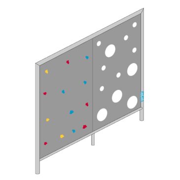 Art.Nr. 5.6 Boulderwand, geteilt in Griff- und Lochhälfte